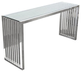 Soho Rectangular Stainless Steel Console Table With Tempered Glass Top By Diamond Sofa